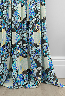 Faded Glamour, China Blue Black - Made To Measure Curtains
